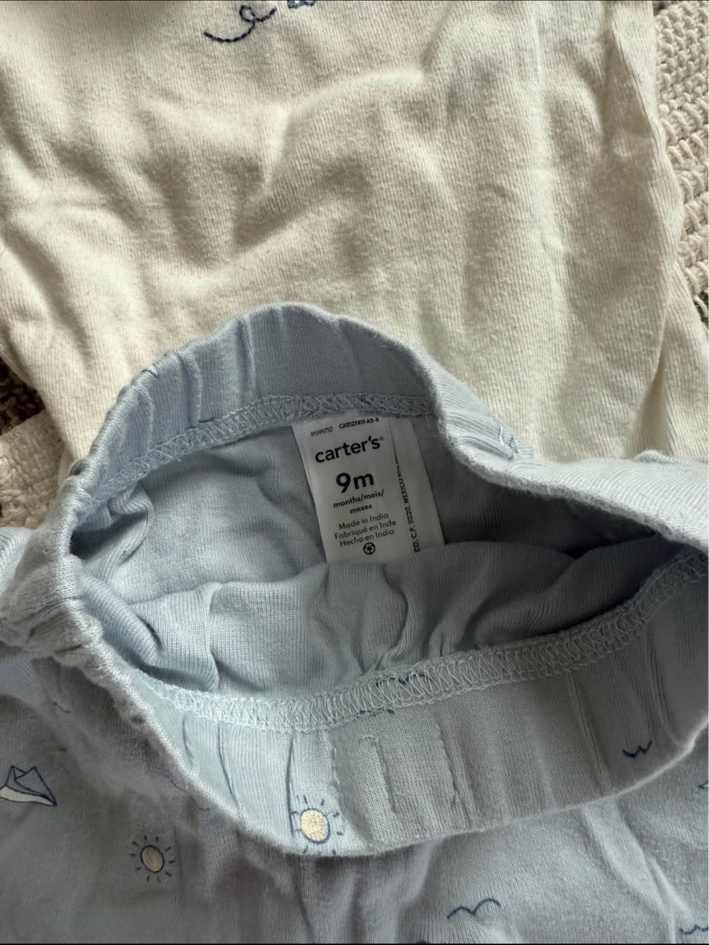 Carter's Cream Short-Sleeve Bodysuit with Navy Embroidery - Picture 3 of 4